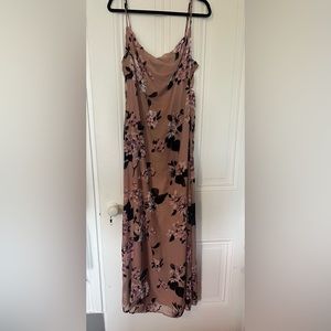 Romance in the Making Mauve Floral Print Velvet Maxi Dress